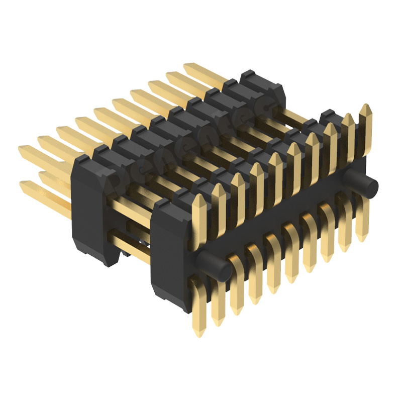 Denentech促销产品0.80mm双排双塑立式SMD排针连接器带柱